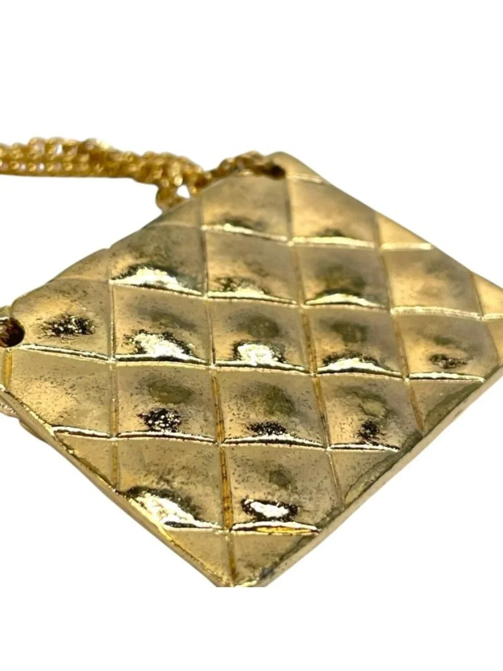 Chanel Brooch Quilted Bag Metal Gold Light Weight Power